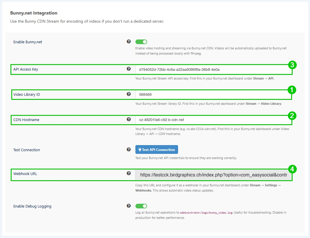 Configuration Bunny CDN EasySocial Integration