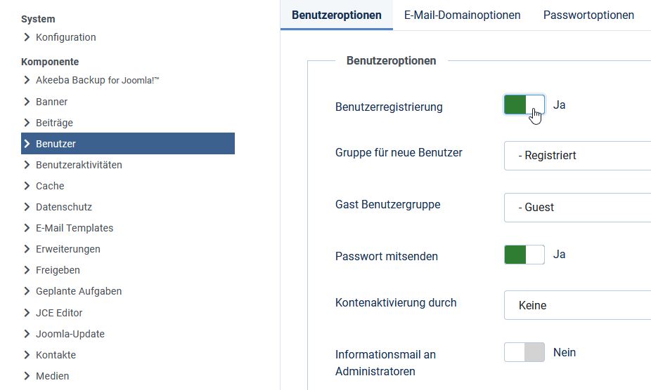 Benutzeroptionen