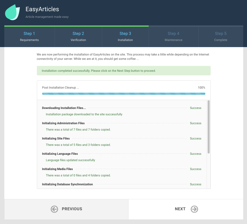 EasyArticles Installation