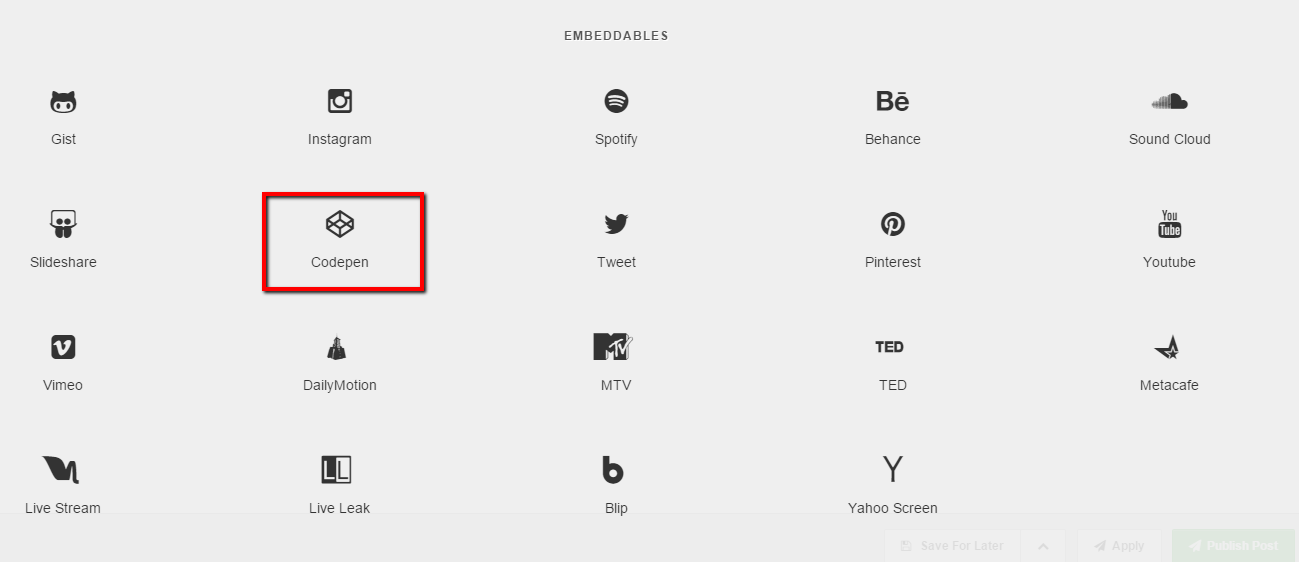 CodePen Block