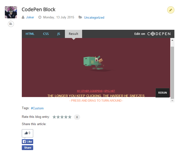 CodePen Block