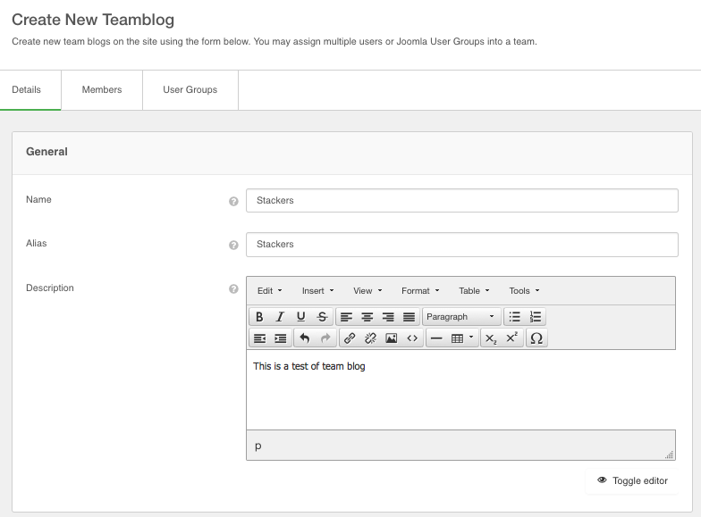 Creating New Team Blog
