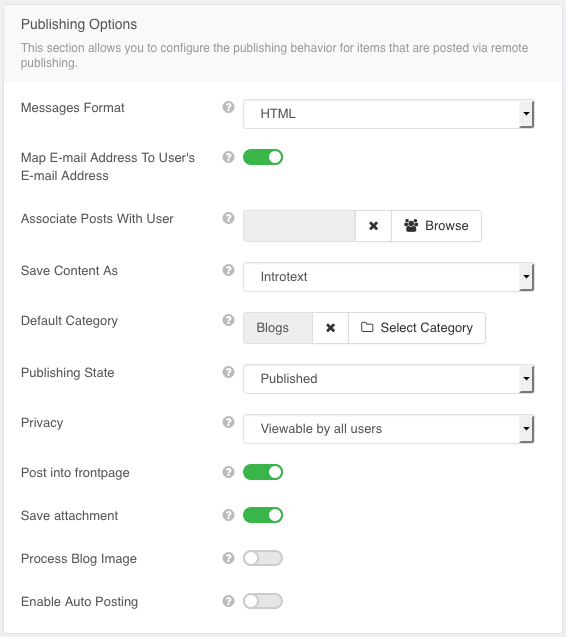 Mailbox Publishing Options