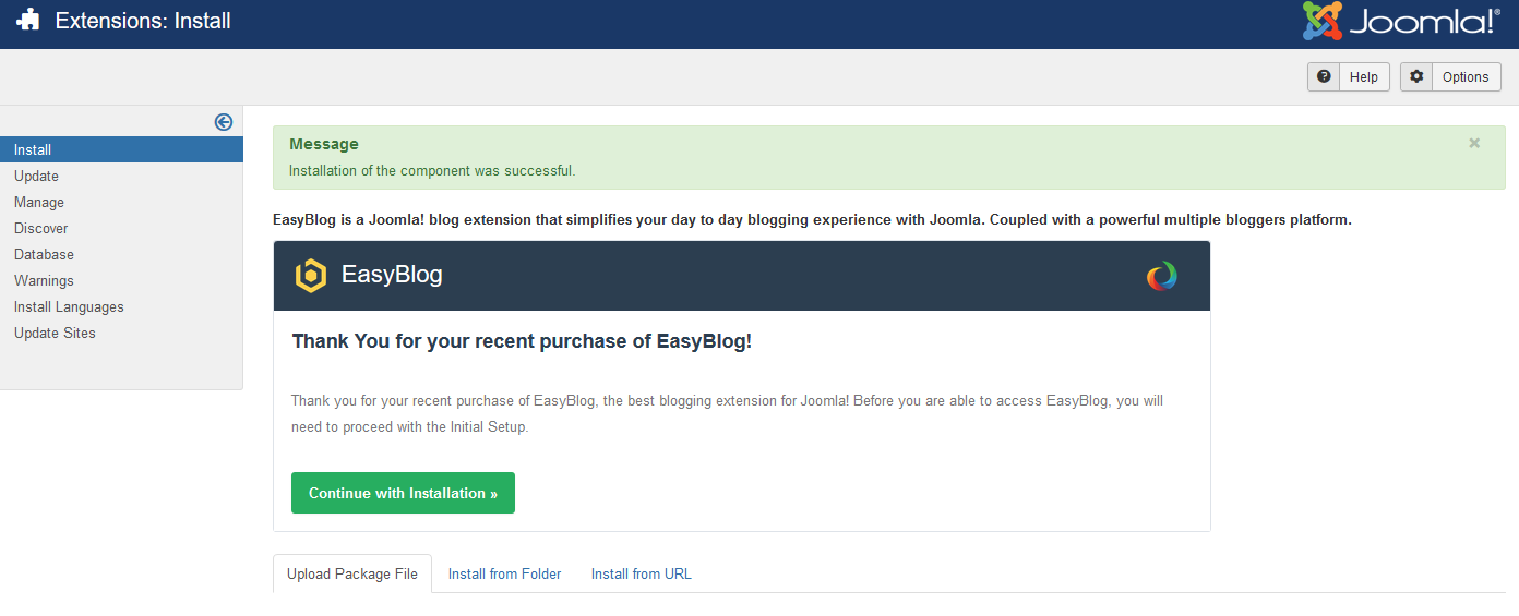 EasyBlog Installation