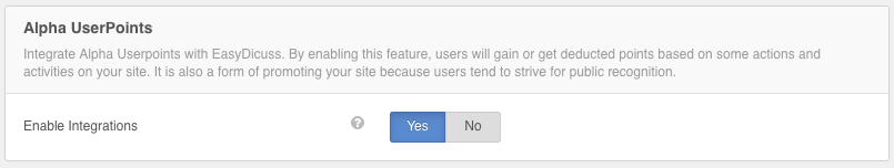 AlphaUserPoints Integration