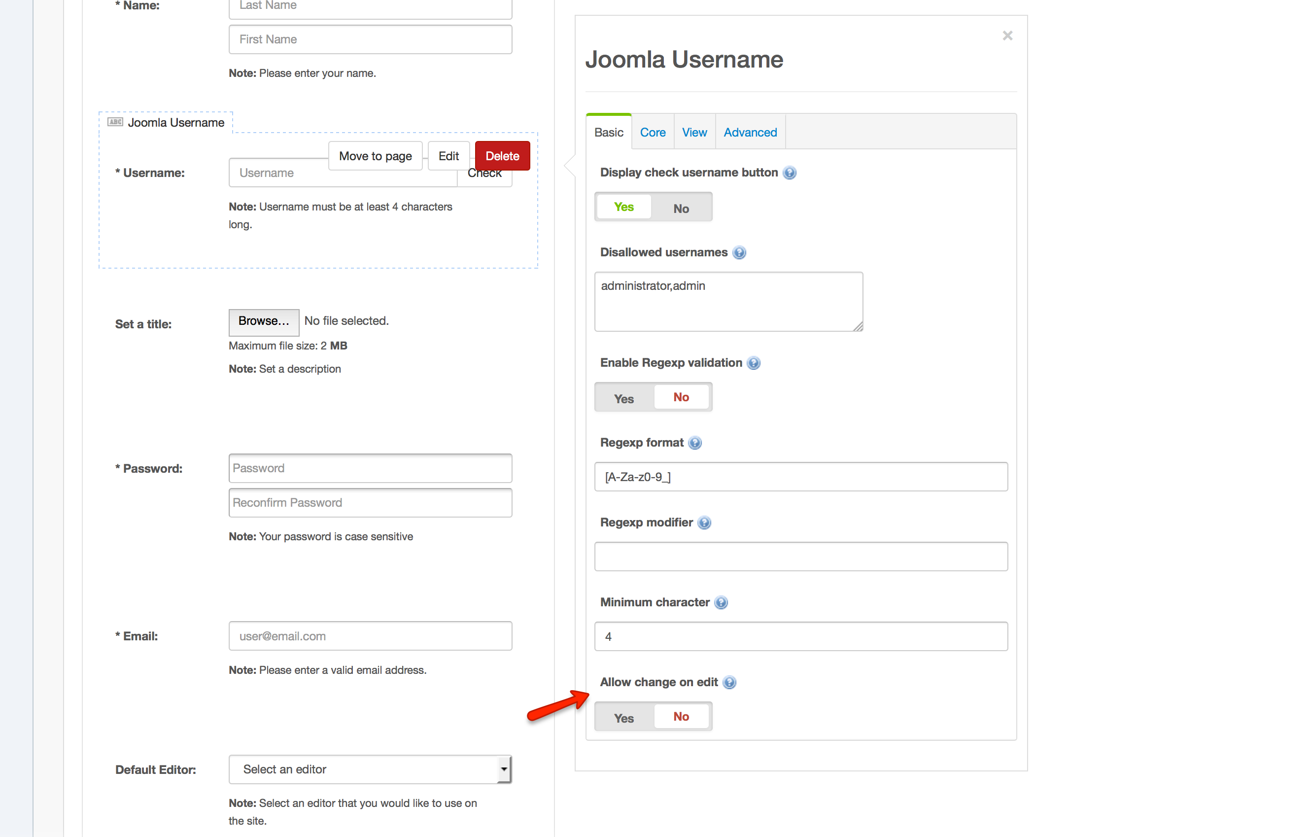 Allowing users to change username