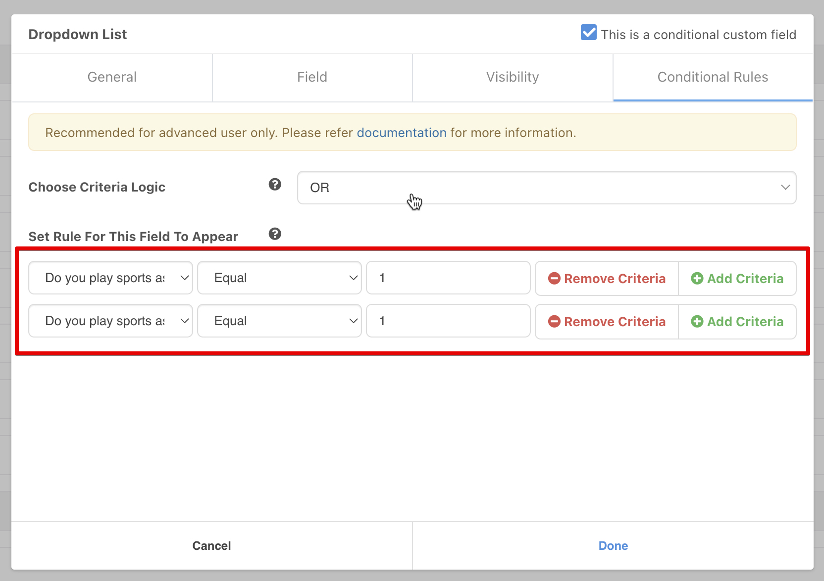 Conditional Fields