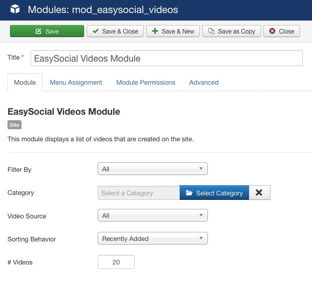 Videos Module