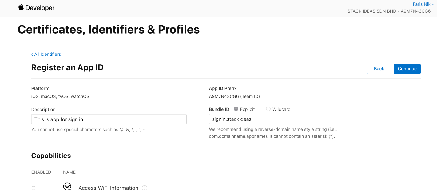 EasySocial Apple App Configuration