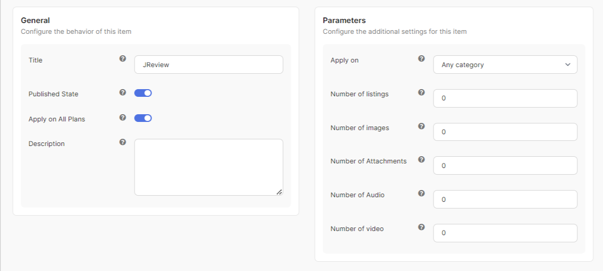 JReviews App Configuration