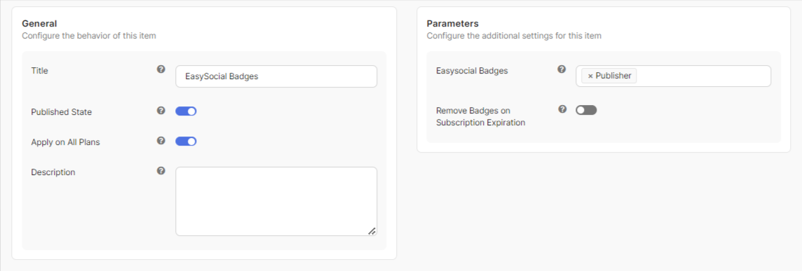 EasySocial Badges App Configuration