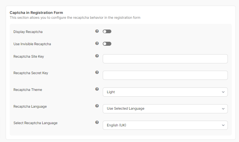 Captcha in Registration Form