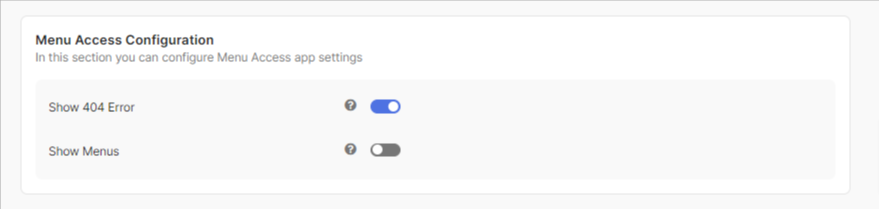 Menu Access Configuration