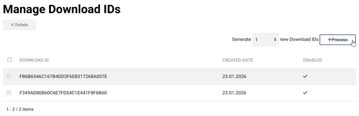 Manage Download IDs